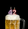 number 42 candle in beer