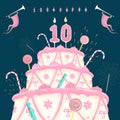 Number Candle and Cake Vector Illustration