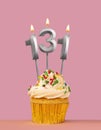 Number 131 candle with cupcake - Birthday card