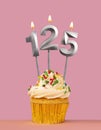 Number 125 candle with cupcake - Birthday card