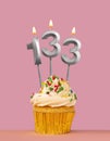 Number 133 candle with cupcake - Birthday card