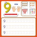 Number cards, Counting and writing numbers, Learning numbers, Numbers tracing worksheet for preschool