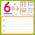 Number cards, Counting and writing numbers, Learning numbers, Numbers tracing worksheet for preschool Royalty Free Stock Photo