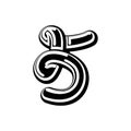 Number 5 Celtic font. norse medieval ornament ABC sign five. Traditional ancient manuscripts alphabet