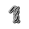 Number 1 Celtic font. norse medieval ornament ABC sign one. Trad