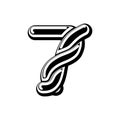 Number 7 Celtic font. norse medieval ornament ABC sign seven. Tr