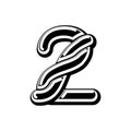 Number 2 Celtic font. norse medieval ornament ABC sign two. Trad