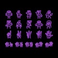 number character cute neon glow icon illustration
