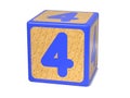 Number 4 - Childrens Alphabet Block. Royalty Free Stock Photo