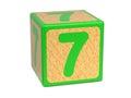 Number 7 - Childrens Alphabet Block. Royalty Free Stock Photo