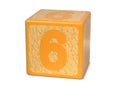 Number 6 - Childrens Alphabet Block. Royalty Free Stock Photo