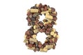 Number 8 from chocolate candies. 3D rendering Royalty Free Stock Photo