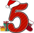 Number 5 with christmas design elements