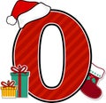 Number 0 with christmas design elements