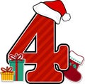 Number 4 with christmas design elements