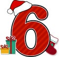 Number 6 with christmas design elements