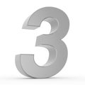 Number 3 chrome gray collection on white background illustration 3D rendering