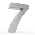 Number 7 chrome gray collection on white background illustration 3D rendering