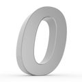 Number 0 chrome gray collection on white background illustration 3D rendering