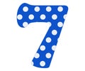 Number 7 - Circles white on blue background. Top view