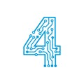 Number 4 Circuit Board Icon: Digital Processing, Computing Core, and Technology Concept Logo Royalty Free Stock Photo