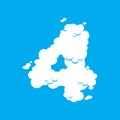Number 4 cloud font symbol. White Alphabet sign four on blue sky