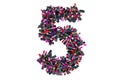 Number 5 from colored lipsticks, 3D rendering Royalty Free Stock Photo