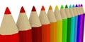 A number of colored pencils receding into the distance Royalty Free Stock Photo