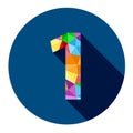 Number 1 button with colorful polygon pattern