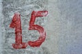 Number 15 On Concrete Wall Royalty Free Stock Photo