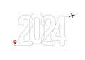 2024 number contour lines for flightway on white background. Perfect for your holiday greeting cards, captures the