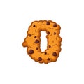 Number 0 cookies font. Oatmeal biscuit alphabet symbol zero. Foo