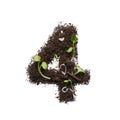Number created using earth with young sprouts isolated on white. Royalty Free Stock Photo