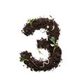 Number created using earth with young sprouts isolated on white. Royalty Free Stock Photo