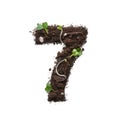 Number created using earth with young sprouts isolated on white. Royalty Free Stock Photo