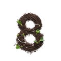 Number created using earth with young sprouts isolated on white. Royalty Free Stock Photo