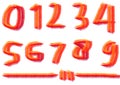 number creation with crayon red and orange. Royalty Free Stock Photo