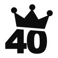 Number 40 with a crown on the top vector