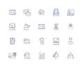 Number crunching line icons collection. Analysis, Math, Statistics, Algorithms, Spreadsheet, Modeling, Computation Royalty Free Stock Photo