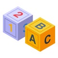 Number cube toys icon isometric vector. Early education Royalty Free Stock Photo