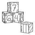 Number Cubes Isolated Coloring Page for Kids