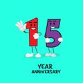 15 NUMBER CUTE YEAR ANNIVERSARY CELEBRATION DESIGN VECTOR TEMPLATE ILLUSTRATION