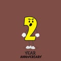 2 NUMBER CUTE YEAR ANNIVERSARY CELEBRATION DESIGN VECTOR TEMPLATE ILLUSTRATION