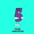 5 NUMBER CUTE YEAR ANNIVERSARY CELEBRATION DESIGN VECTOR TEMPLATE ILLUSTRATION