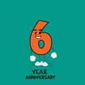 6 NUMBER CUTE YEAR ANNIVERSARY CELEBRATION DESIGN VECTOR TEMPLATE ILLUSTRATION