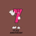 7 NUMBER CUTE YEAR ANNIVERSARY CELEBRATION DESIGN VECTOR TEMPLATE ILLUSTRATION