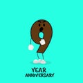 9 NUMBER CUTE YEAR ANNIVERSARY CELEBRATION DESIGN VECTOR TEMPLATE ILLUSTRATION