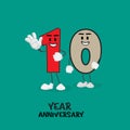 10 NUMBER CUTE YEAR ANNIVERSARY CELEBRATION DESIGN VECTOR TEMPLATE ILLUSTRATION