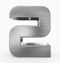 Number 2 3d cubic rounded metal isolated on white