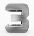 Number 3 3d cubic rounded metal isolated on white